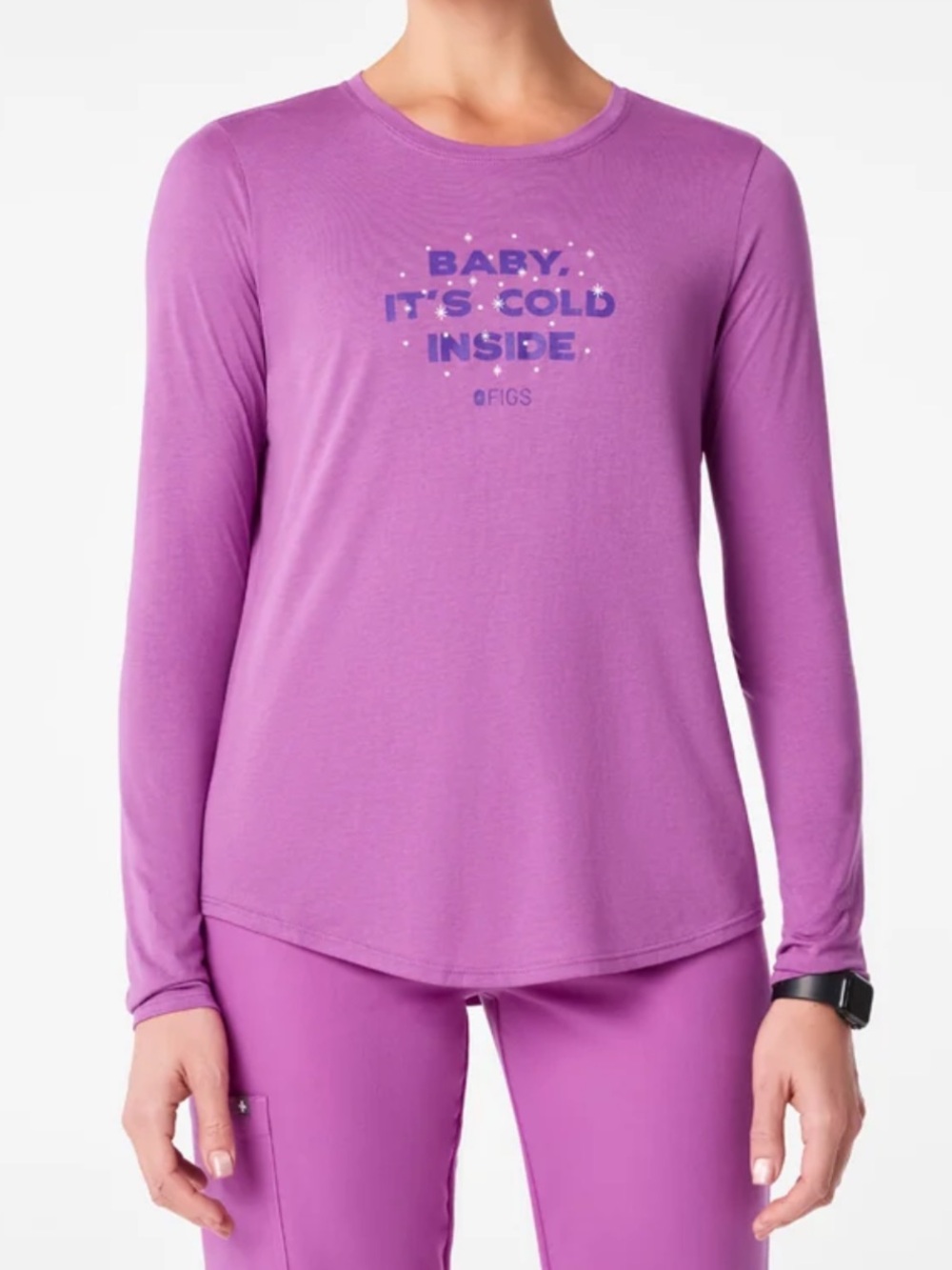 Figs Women XL Ultraberry Super Soft Baby It’s Cold Inside Long Sleeve Underscrub